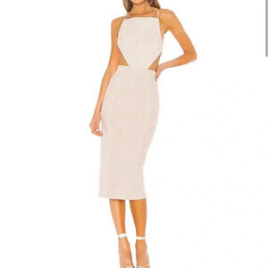 NWT Michael Costello x REVOLVE Celeste Dress Orange White Linen Cut Out Strap XL